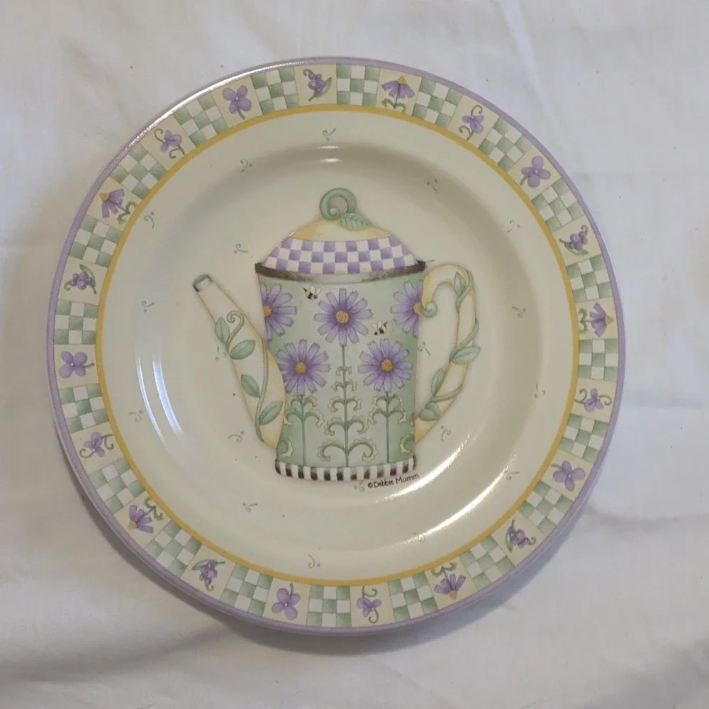 Sakura Debbie Mumm Lavender Tea Garden 4pc Stoneware Salad/Dessert Plates